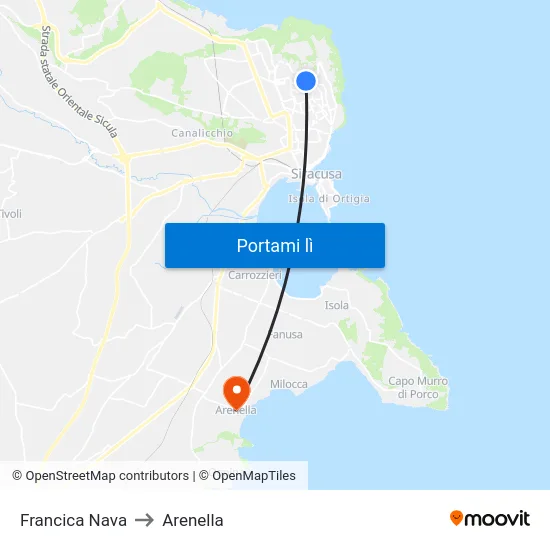 Francica Nava to Arenella map