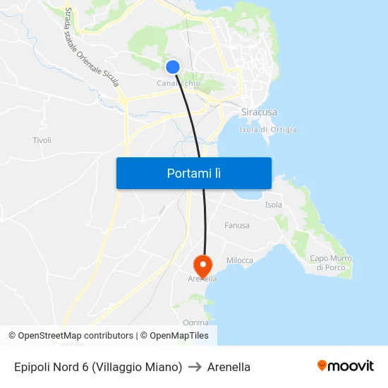 Epipoli Nord 6 (Villaggio Miano) to Arenella map