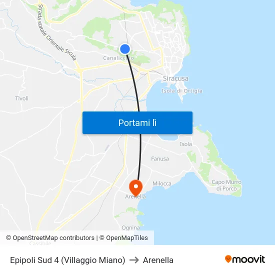 Epipoli Sud 4 (Villaggio Miano) to Arenella map