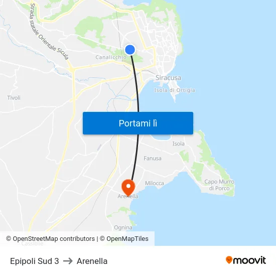 Epipoli Sud 3 to Arenella map