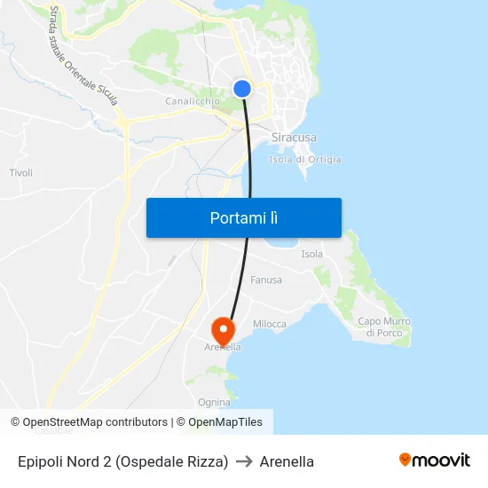 Epipoli Nord 2 (Ospedale Rizza) to Arenella map