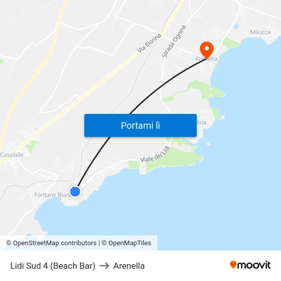 Lidi Sud 4 (Beach Bar) to Arenella map