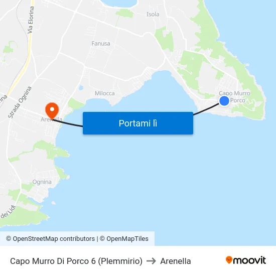 Capo Murro Di Porco 6 (Plemmirio) to Arenella map