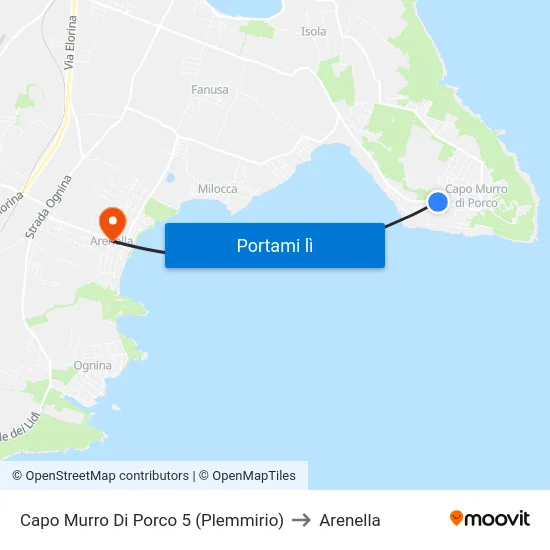 Capo Murro Di Porco 5 (Plemmirio) to Arenella map