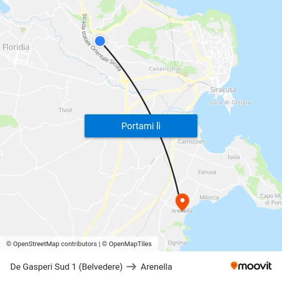 De Gasperi Sud 1 (Belvedere) to Arenella map