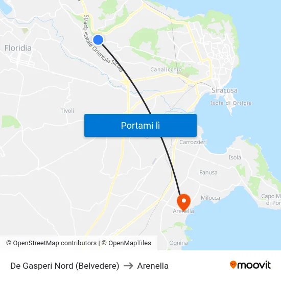 De Gasperi Nord (Belvedere) to Arenella map