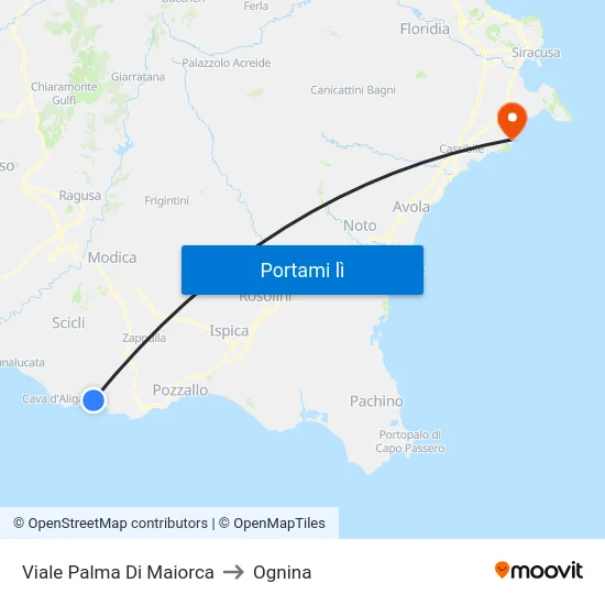 Viale Palma Di Maiorca to Ognina map
