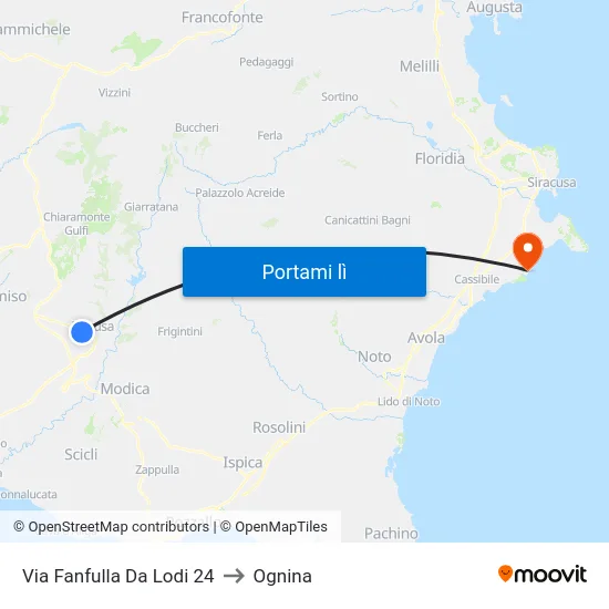 Via Fanfulla Da Lodi 24 to Ognina map