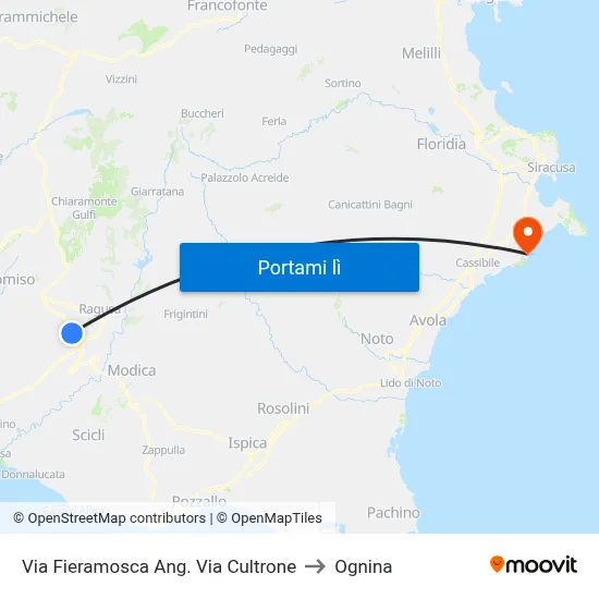 Via Fieramosca Ang. Via Cultrone to Ognina map
