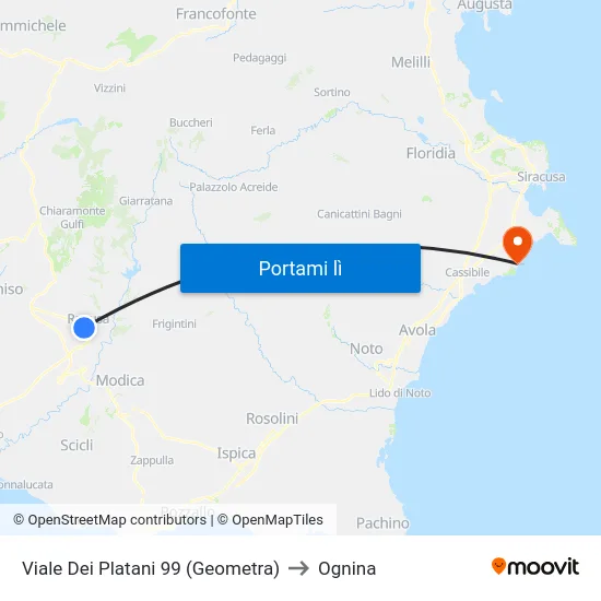 Viale Dei Platani 99 (Geometra) to Ognina map