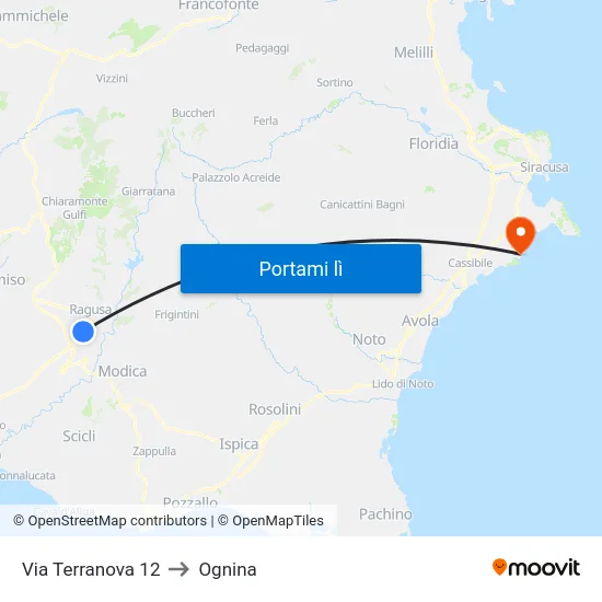 Via Terranova 12 to Ognina map