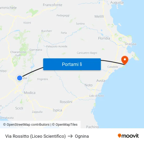 Via Rossitto (Liceo Scientifico) to Ognina map