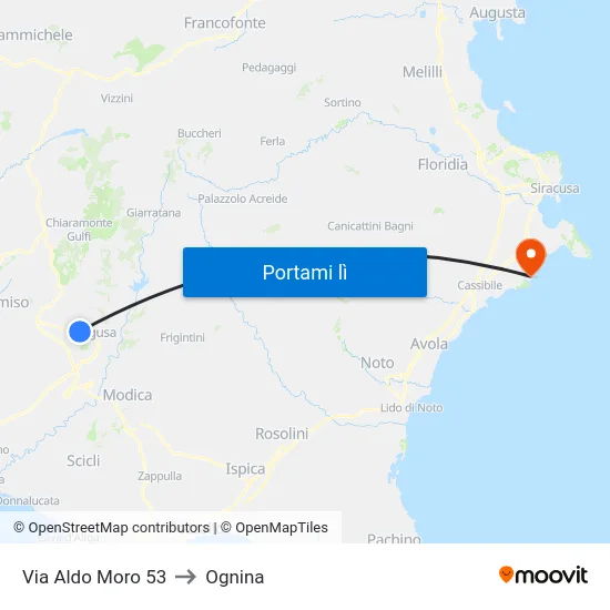 Via Aldo Moro 53 to Ognina map