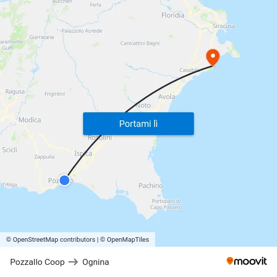 Pozzallo Coop to Ognina map