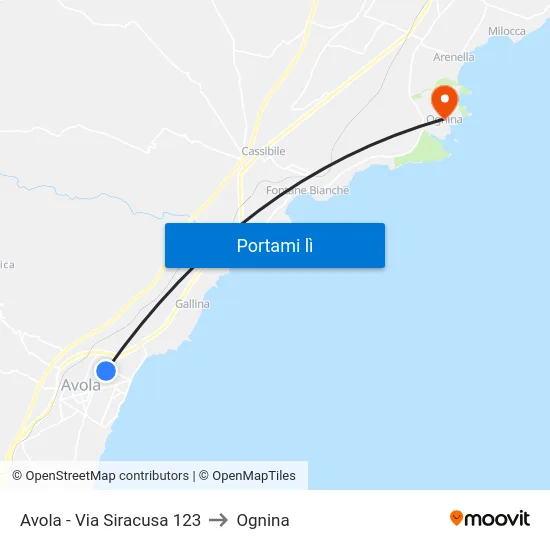 Avola - Via Siracusa 123 to Ognina map