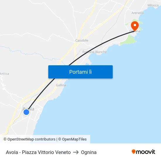 Avola - Piazza Vittorio Veneto to Ognina map