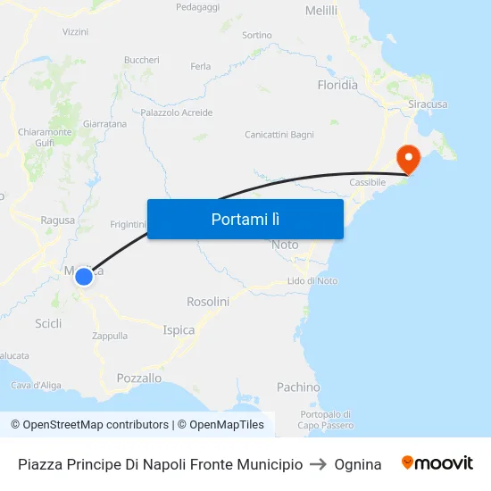 Piazza Principe Di Napoli Fronte Municipio to Ognina map