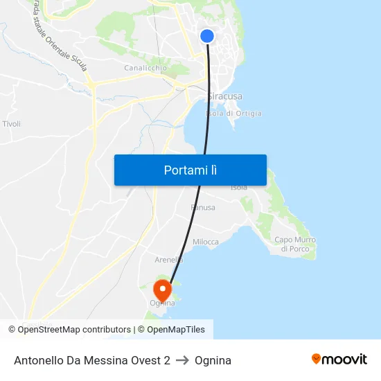 Antonello Da Messina Ovest 2 to Ognina map