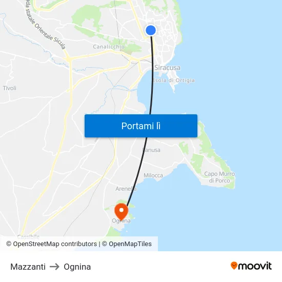 Mazzanti to Ognina map