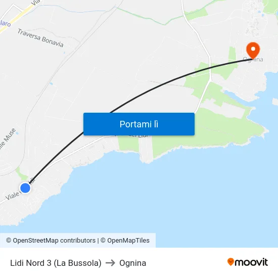 Lidi Nord 3 (La Bussola) to Ognina map