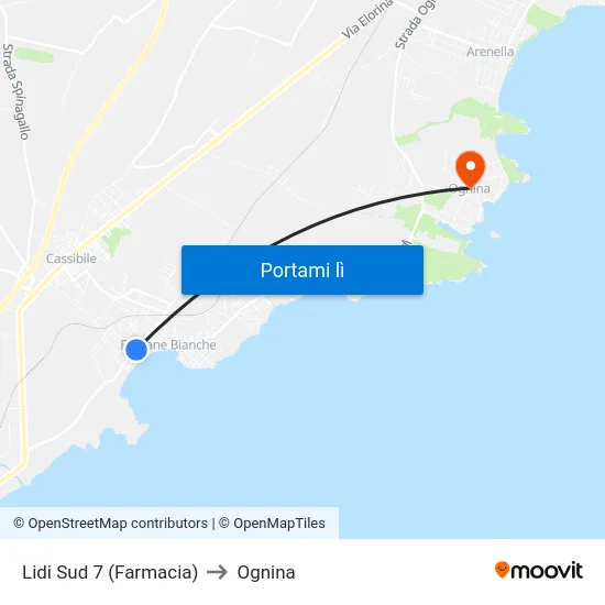 Lidi Sud 7 (Farmacia) to Ognina map