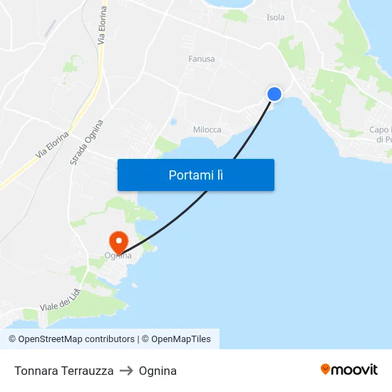 Tonnara Terrauzza to Ognina map
