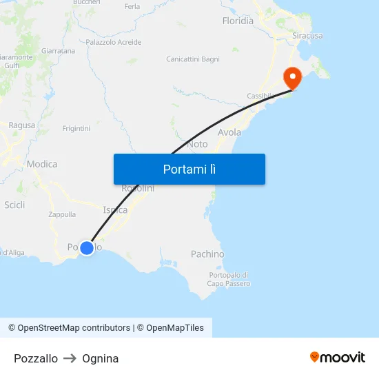 Pozzallo to Ognina map