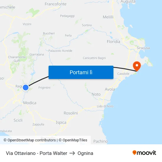 Via Ottaviano - Porta Walter to Ognina map