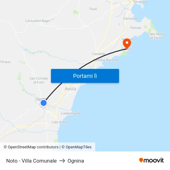 Noto - Villa Comunale to Ognina map