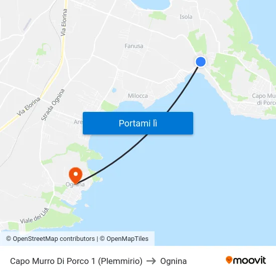 Capo Murro Di Porco 1 (Plemmirio) to Ognina map