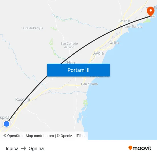 Ispica to Ognina map