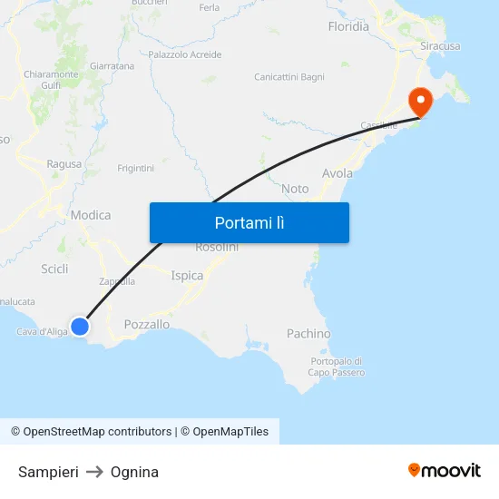 Sampieri to Ognina map