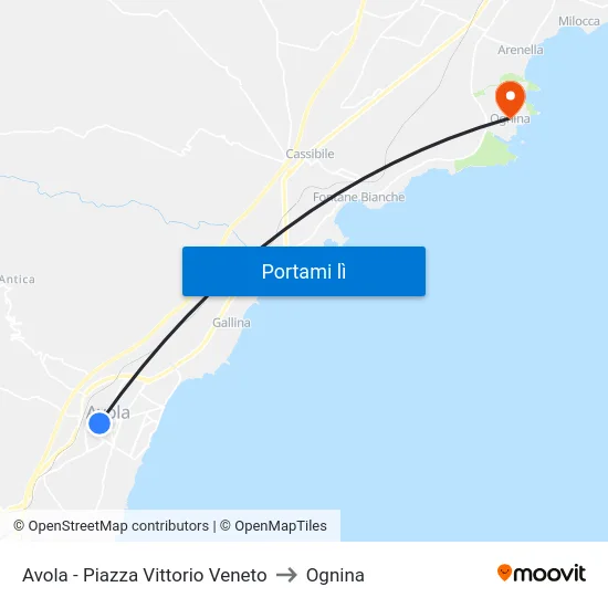 Avola - Piazza Vittorio Veneto to Ognina map