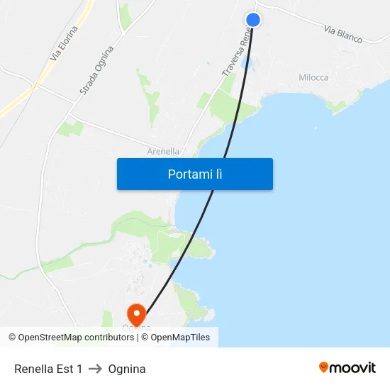 Renella Est 1 to Ognina map