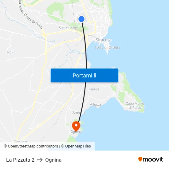 La Pizzuta 2 to Ognina map