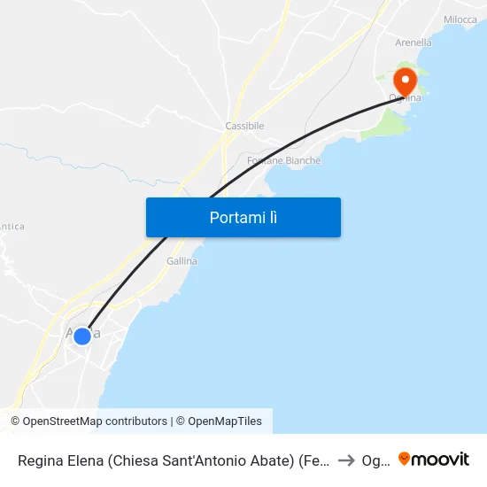 Regina Elena (Chiesa Sant'Antonio Abate) (Fermata Non Segnalata) (Avola) to Ognina map