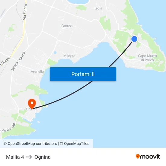 Mallia 4 to Ognina map