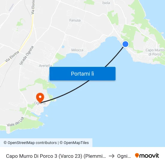 Capo Murro Di Porco 3 (Varco 23) (Plemmirio) to Ognina map
