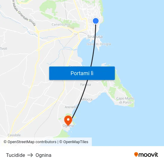 Tucidide to Ognina map