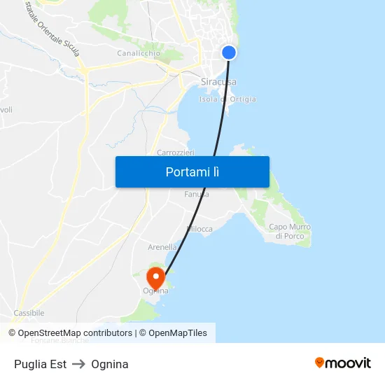 Puglia Est to Ognina map