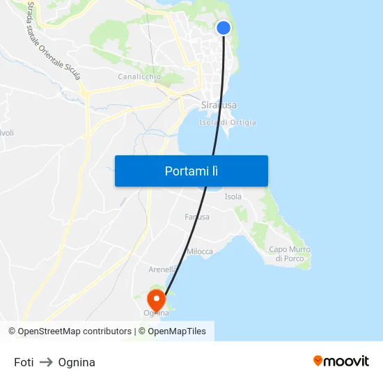 Foti to Ognina map