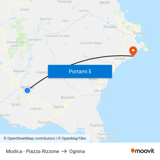 Modica - Piazza Rizzone to Ognina map