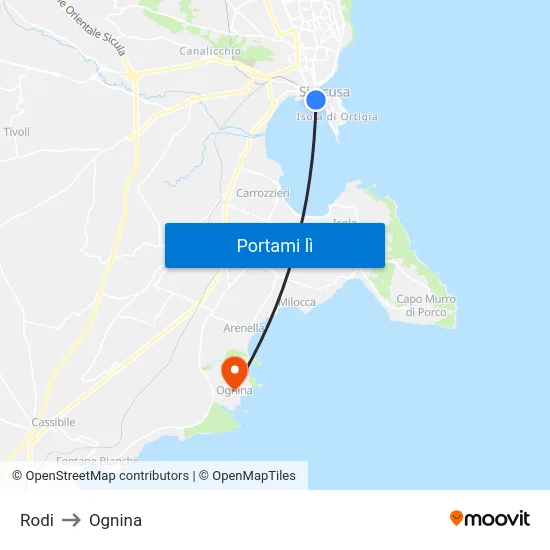 Rodi to Ognina map