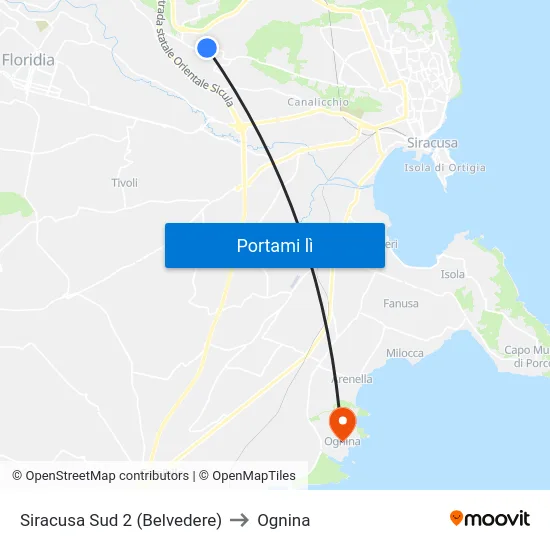 Siracusa Sud 2 (Belvedere) to Ognina map