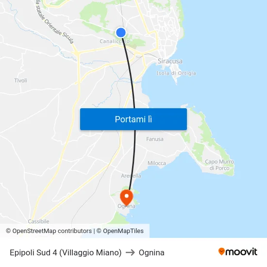 Epipoli Sud 4 (Villaggio Miano) to Ognina map