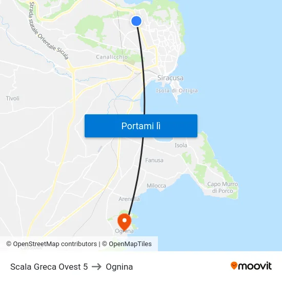 Scala Greca Ovest 5 to Ognina map