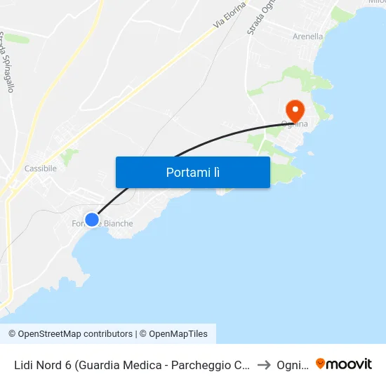 Lidi Nord 6 (Guardia Medica - Parcheggio Coperto) to Ognina map
