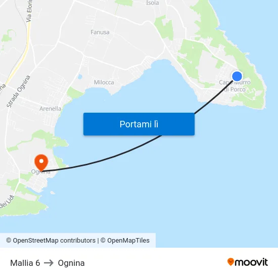 Mallia 6 to Ognina map