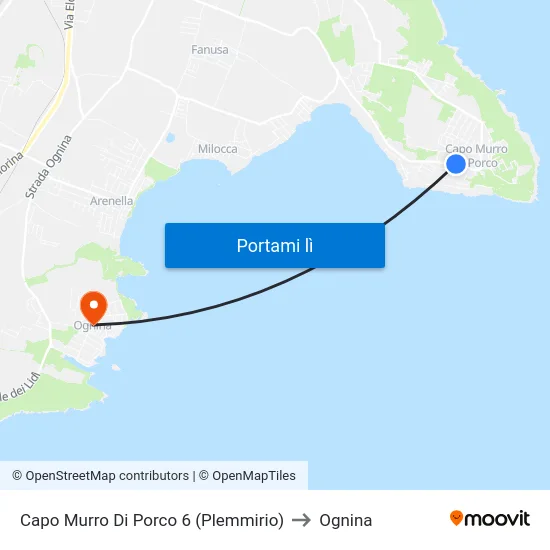 Capo Murro Di Porco 6 (Plemmirio) to Ognina map