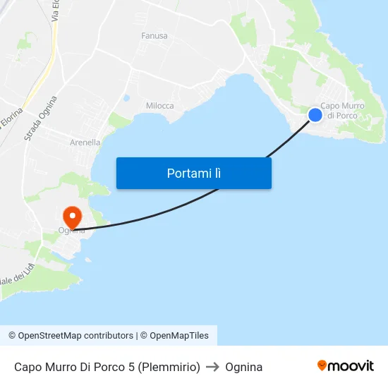 Capo Murro Di Porco 5 (Plemmirio) to Ognina map